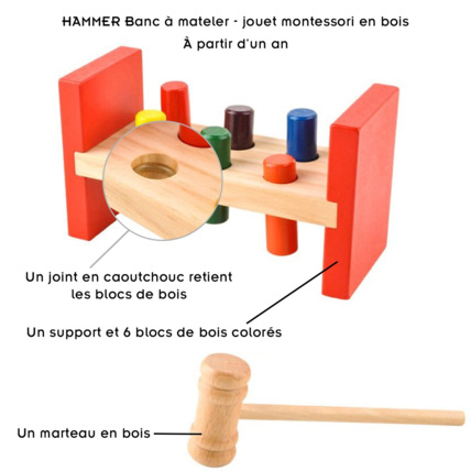 Avis Banc à marteler pour enfants jouet montessori en bois HAMMER Mon Mobilier Design 2