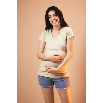 Avis T-shirt de grossesse et d'allaitement à manches courtes et col croisé Prémaman 2