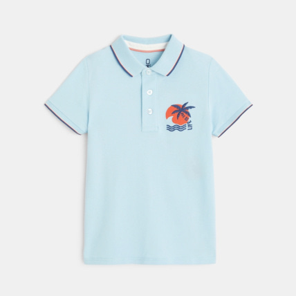 Avis Polo en jersey piqué motif palmier bleu garçon OKAIDI 1
