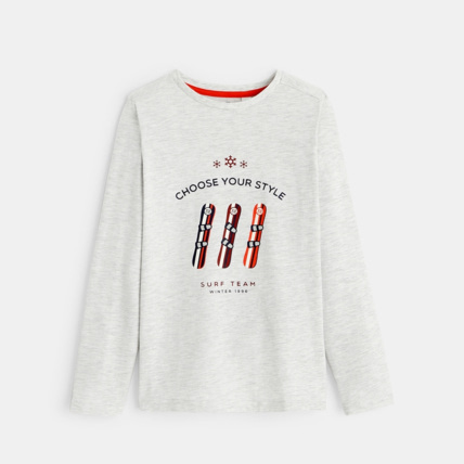 Avis T-shirt manches longues motif Snowboard blanc garçon OKAIDI 1