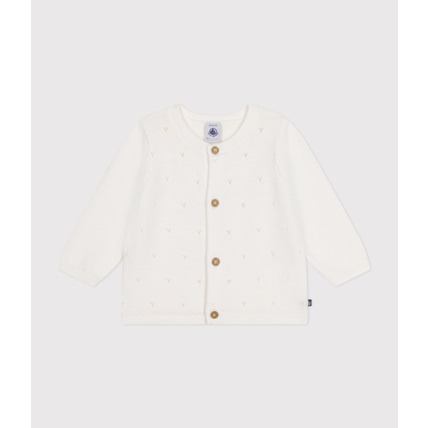 Avis Cardigan en tricot de coton ajouré bébé Marshmallow Petit Bateau 1