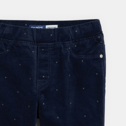 Avis Treggings en velours à pois pailletés bleu fille OKAIDI 3