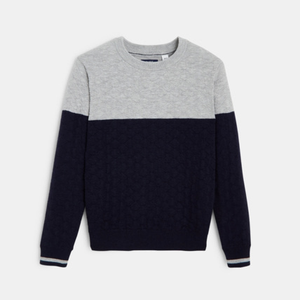 Avis Pull bicolore en maille losange bleu garçon OKAIDI 2
