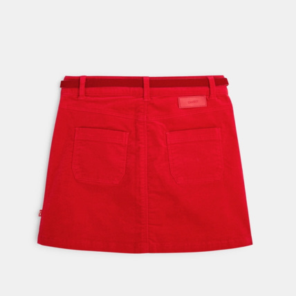 Avis Jupe trapèze boutonnée velours lisse rouge fille OKAIDI 2
