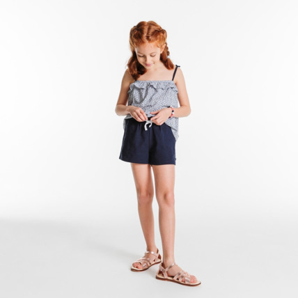 Avis Short maille imprimé feuillage bleu fille OKAIDI 1