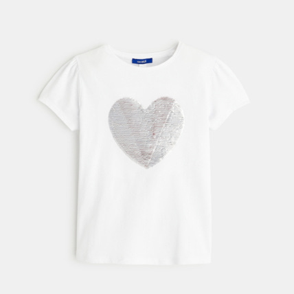 Avis T-shirt à sequins magiques motif cœur rose fille OKAIDI 6
