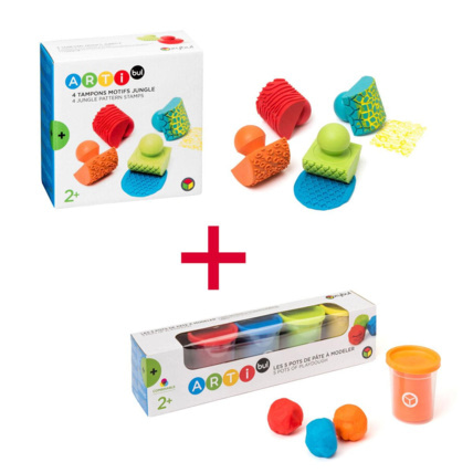Avis Lot 4 tampons motifs jungle et 5 pots de pâte à modeler  Oxybul 1
