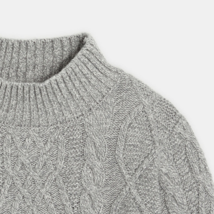 Avis Pull torsadé col cheminée gris garçon OKAIDI 3
