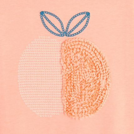 Avis T-shirt à sequins motif abricot rose fille OKAIDI 3