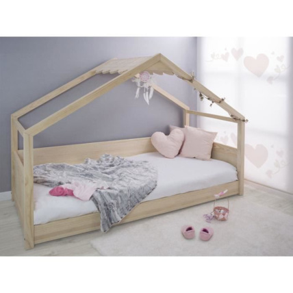 Avis Lit cabane Montessori avec toit en bois BAINBA 1