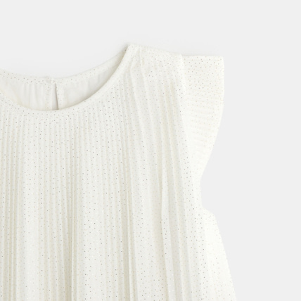 Avis Robe unie plissée et pailletée blanche fille OKAIDI 2