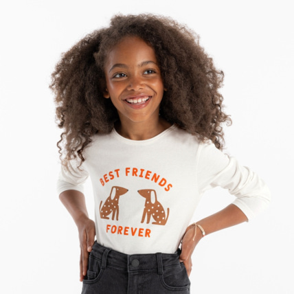 Avis T-shirt best friends forever jaune fille OKAIDI 1