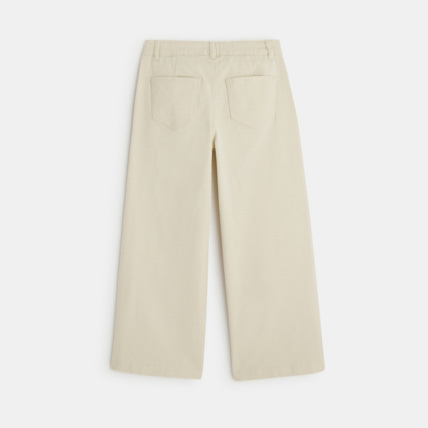 Avis Pantalon large toile stretch blanc fille OKAIDI 4