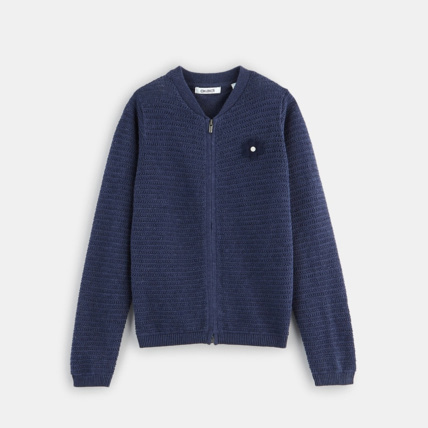 Avis Gilet zippé tricot fantaisie bleu fille OKAIDI 1