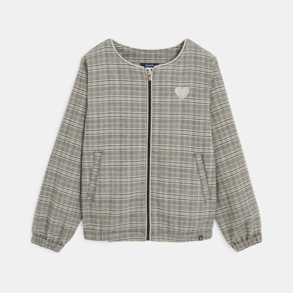 Avis Blouson bomber à carreaux gris fille OKAIDI 2