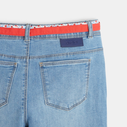 Avis Jean mom 5 poches et double ceinture bleu fille OKAIDI 3
