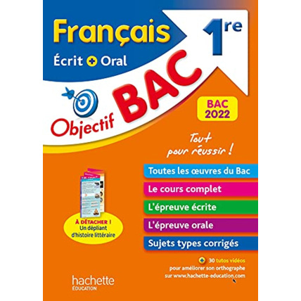 Avis Objectif BAC Français écrit et oral 1re BAC 2022 Hachette Éducation 1