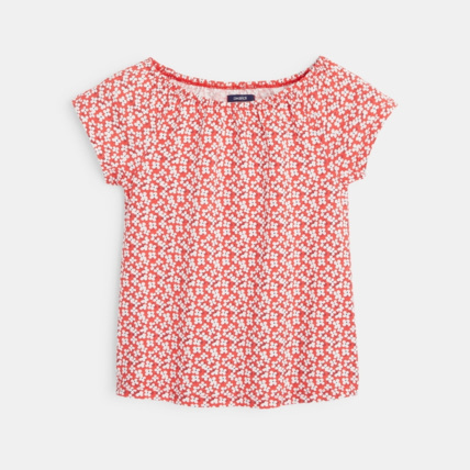 Avis T-shirt imprimé fleuri rouge fille OKAIDI 1