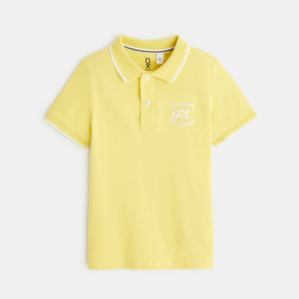 Avis Polo maille piquée manches courtes jaune garçon OKAIDI 1