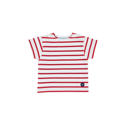 Avis Marinière "Hoëdic" Baby - coton léger - Blanc/Braise ARMOR-LUX 1