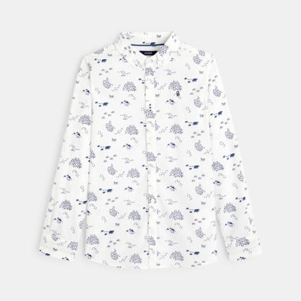 Avis Chemise en popeline imprimée blanche garçon OKAIDI 1