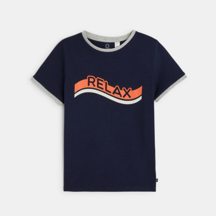 Avis T-shirt manches courtes à message Relax bleu garçon OKAIDI 1