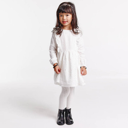 Avis Robe en gaze de coton à pois dorés blanche fille OKAIDI 1