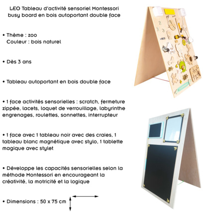 Avis Tableau d'activité sensoriel Montessori busy board en bois LEO 3TOYSM 7