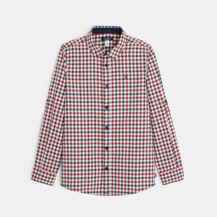 Avis Chemise à carreaux à manches ajustables rouge garçon OKAIDI 2