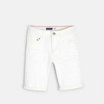 Avis Bermuda slim en toile hyper-stretch blanc garçon OKAIDI 1