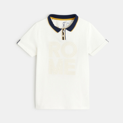 Avis Polo en coton piqué ROME blanc garçon OKAIDI 1