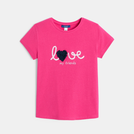 Avis T-shirt manches courtes message love rose fille OKAIDI 2