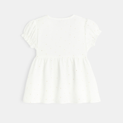 Avis Blouse manches courtes à petits pois dorés blanche fille OKAIDI 2