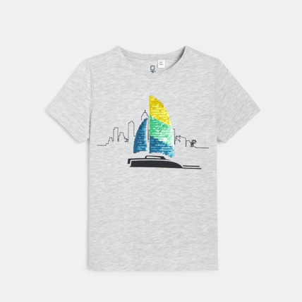 Avis T-shirt à sequins magiques gris garçon OKAIDI 1