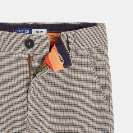 Avis Bermuda slim ceinturé à petits carreaux blanc garçon OKAIDI 2