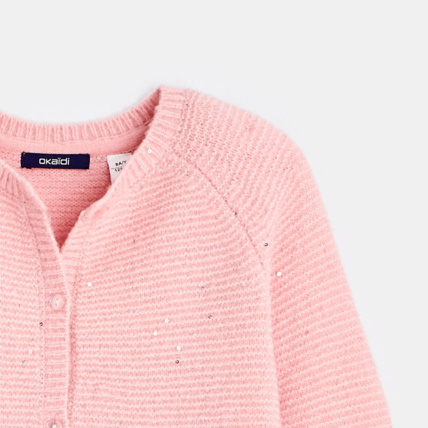 Avis Cardigan tricot côtelé à sequins rose fille OKAIDI 3