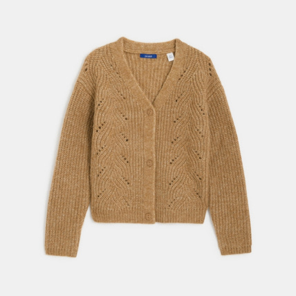 Avis Gilet torsadé col V marron fille OKAIDI 2