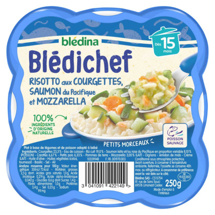 Avis BLEDICHEF Risotto aux courgettes, saumon du Pacifique et mozzarella Blédina 1