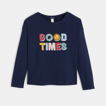 Avis T-shirt à message "FEEL GOOD" bleu fille OKAIDI 2