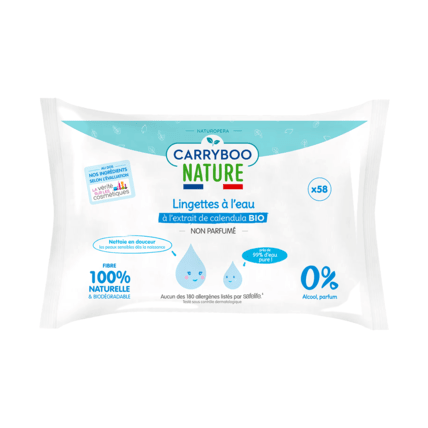 Avis Lingettes à l’Eau pure à l'extrait de calendula Bio CARRYBOO 1