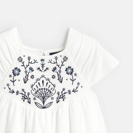 Avis Robe évasée brodée blanche fille OKAIDI 4