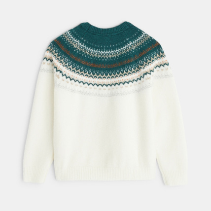 Avis Pull jacquard col rond blanc fille OKAIDI 4