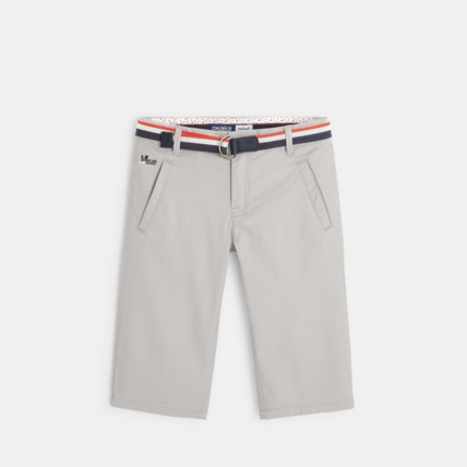 Avis Bermuda toile fantaisie et ceinture sangle gris garçon OKAIDI 1