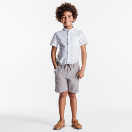 Avis Bermuda slim en toile blanc garçon OKAIDI 1