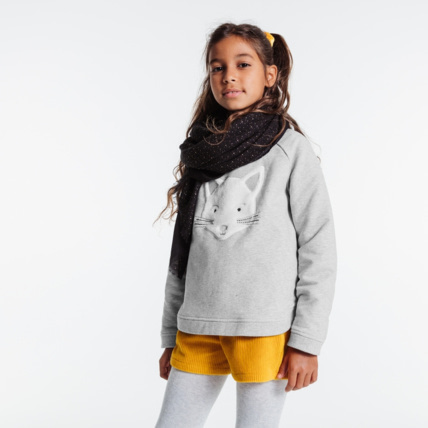 Avis Sweat-shirt pailleté motif chat gris fille OKAIDI 1