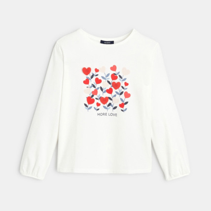 Avis T-shirt amusant à personnaliser "more love" blanc fille OKAIDI 1