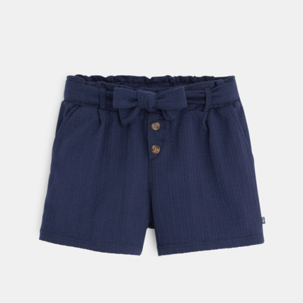 Avis Short léger uni à ceinture bleu fille OKAIDI 1