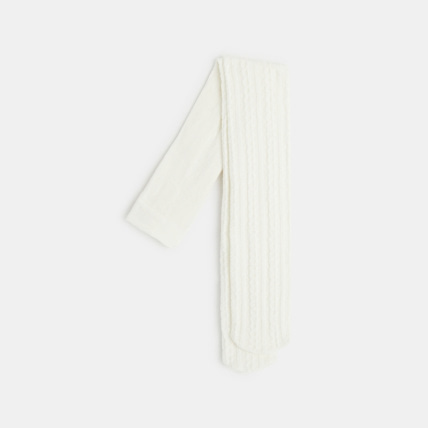 Avis Collants chauds en tricot torsadé blancs fille OKAIDI 1