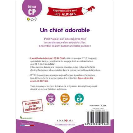 Avis Livre Un chiot adorable - Apprendre à lire avec Les Alphas ÉDITIONS RÉCRÉALIRE 3