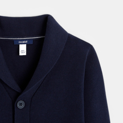 Avis Gilet boutonné col châle bleu garçon OKAIDI 2